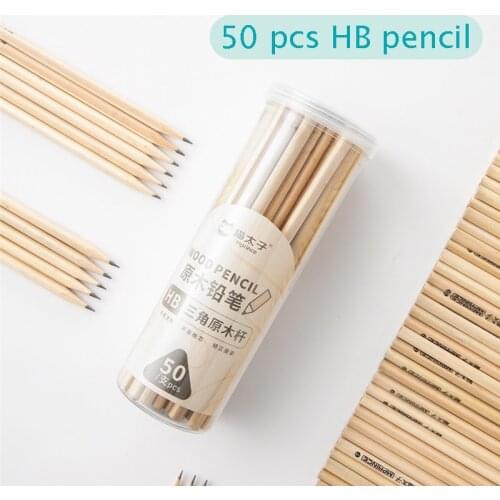 50pcs/Bottle HB Pencil Set Wooden Sketch Pen for Art Students Environmentally Friendly Wooden Pencils School Supplies Stationery