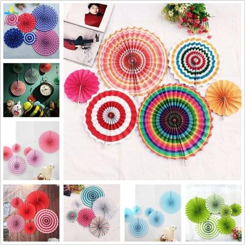 6pcs/set Colorful Wheel Tissue Paper Fans Flowers Balls Lanterns Party Decor Craft For Bar Birthday Party Wedding Decoration