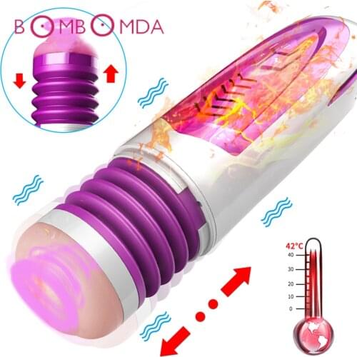 Telescopic Automatic Heating Masturbator Cup Sex Toys For Man Voice Real Vagina Cup Vibrator Sex Toys For Men Adult Sex Machine