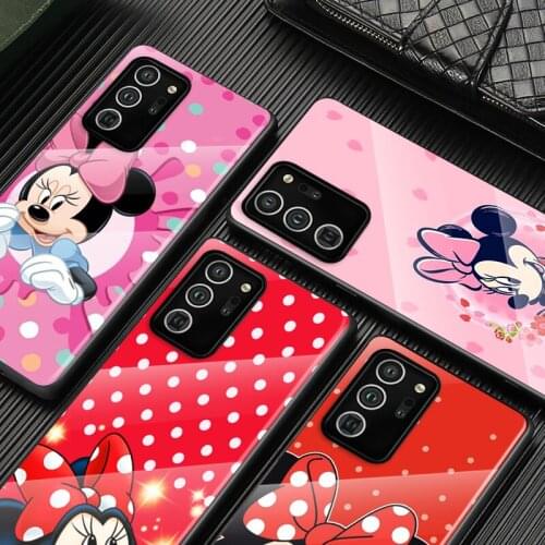 Tempered Glass Cover Cute Love Disney Mickey Mouse For Samsung Galaxy S21 S20 FE Ultra S8 S9 S10 S10e Lite Plus 5G Phone Case
