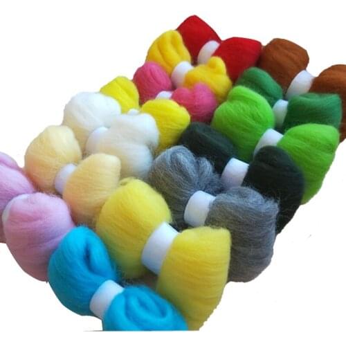 WFPFBEC felt 140g 10g/color or 5g/color 14colors wool for needle kit doll merino wool roving sheep wool fiber diy crafa