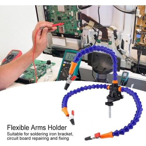 Flexible Arms Holder Flexible 3 Arms Soldering Holder Blue Multifunctional for Circuit Board Repairing and Fixing