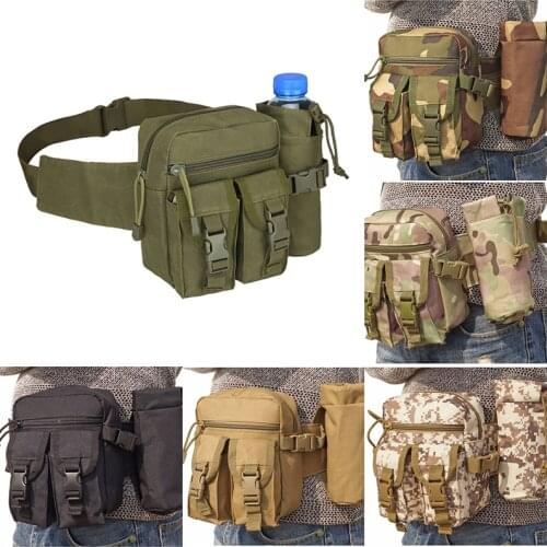 New Camouflage Tactical Multi-purpose Kettle Waist Bag Sports Water Bottle Pocket Canvas Unisex Fanny Hip Purse Travel Running