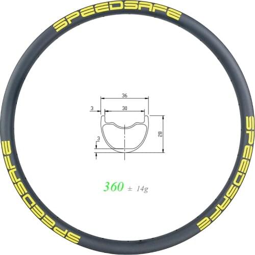 360g 29er MTB XC SL 36mm clincher tubeless carbon rim 28mm deep 30mm inner wide 24H 28H 32H SUPER LIGHT clincher mountain wheel