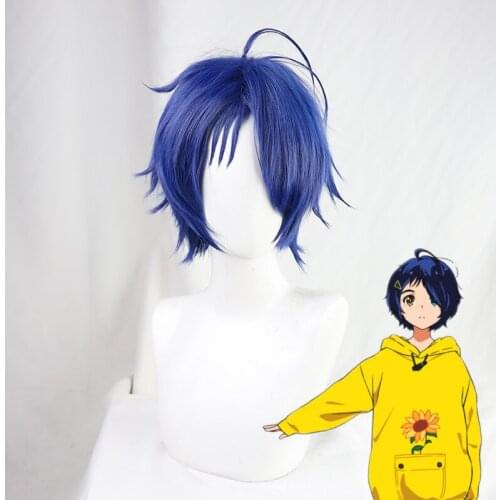 WONDER EGG PRIORITY Ohto Ai Cosplay Wig Short Blue Heat Resistant Hair Odd Eye Girls Anime Role Play