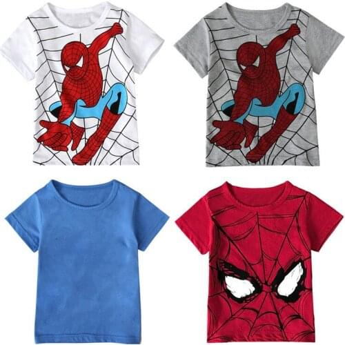 Summer Boys Graphic T-Shirt Boys Superhero Tops Tees Kids Spiderman Face-changing Captain America T Shirt Children Clothes