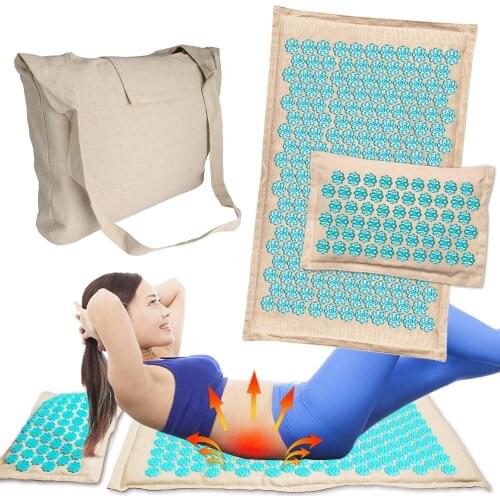 Linen Coconut Fiber Acupressure Mat Sensi Massage Pillow Needle Pad Yoga Shakti Cushion Kuznetsovs applicator Relieve Back Pain