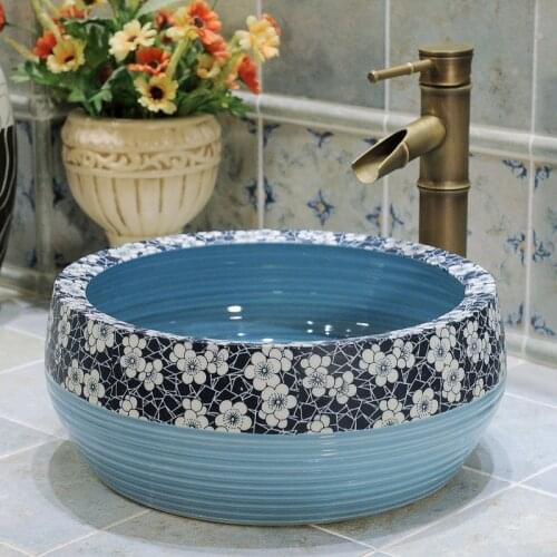 Small Size 35cm Small Mediterranean ceramic Wash Basin Counter Top Wash Basin Bathroom Sinks washbasin