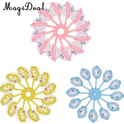 12 Pieces Star Mini Rattles Baby Shower Christening Party Bag Fillers Tabele Scatters DIY Craft Pink/Blue/Yellow