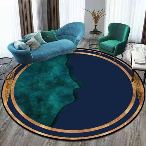 Fashionable Modern Phnom Penh Dark Blue Green Stitching Round Living Room Bedroom Basket Chair Anti Slip Mat Carpet