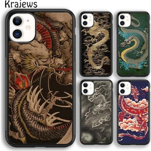 Krajews Ancient Japanese Dragon soft Phone Case Cover For iPhone 5s SE 2020 6s 7 8 plus X XS XR 11 12 mini pro max coque Shell