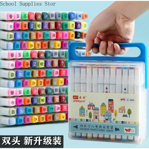 Childrens Double-headed Color Marker Set Students 48 Colors24Colors 36ColorsPrimary School Students Oily Full Set of Color Pens