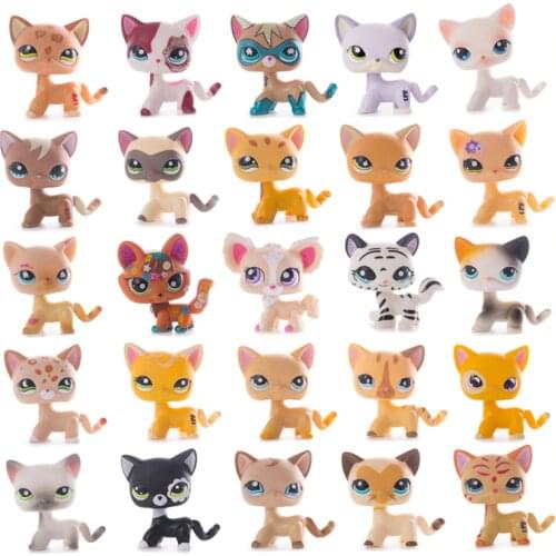 Original Little Pet Shop LPS Cat Collection Rare Standing Shorthair Old Kittens High Quality Action Figure Model Toys Kids Gift