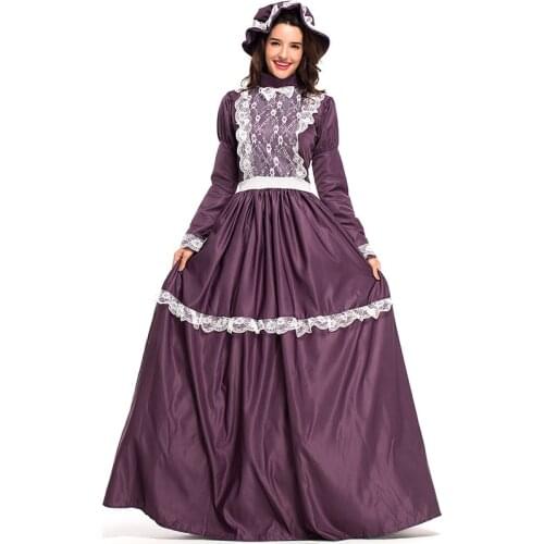 Sexy Adult A-Line Long Sleeve Deguisement Womens Prairie Lady Costume Party Halloween Susan B Anthony Rural Farm Girl Dress