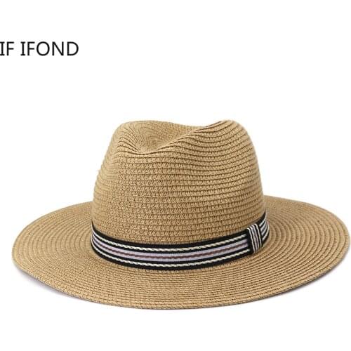 Casual Panama Sun Straw Hat Men Women Trilby Jazz Fedora Hat Summer Travel Beach Visor Hat chapeau femme