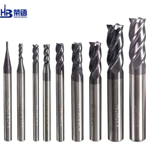 HRC45 Steel milling cutter 1 2 3 4 5 6 8 10 Solid Carbide End mills CNC Cutting milling Tools Alloy Tungsten Honor Boom