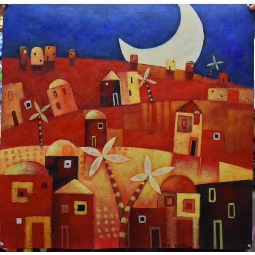 Ultra Low Price Sale 100% Hand Painted Abstract Canvas Oil Painting Cortoon House Canvas Painting Wall Art Picture Home Decor