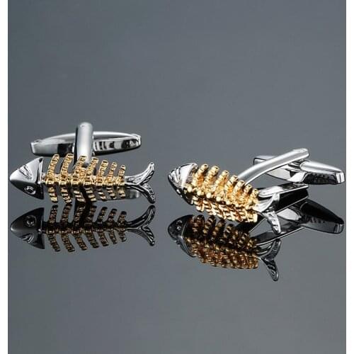 High quality mens CUFFLINKS NEW popular jewelry gold fishbone Cufflinks mens suits shirt buttons pin gift