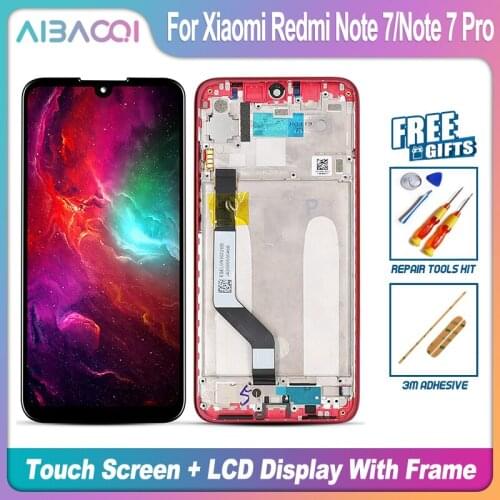 AiBaoQi Brand New Touch Screen LCD Display+Frame+Power Cable Assembly Replacement For Xiaomi Redmi Note 7/Note 7 Pro