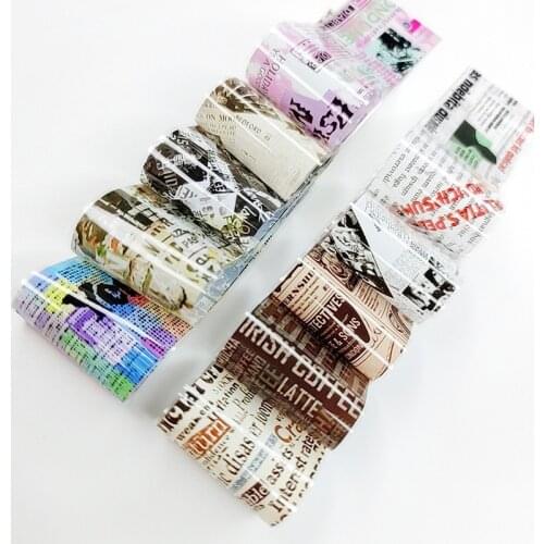 10Sheets/Bag Nail Art Foil Stickers Old English Newspaper Letters Starry Sky Adhesive Wraps Transfer Paper Nail Art Foil Decals