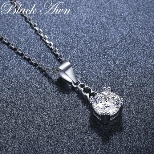 2021 New Black Awn Silver Necklace Genuine 100% 925 Sterling Silver Necklace Women Jewelry Leaf Pendants P206