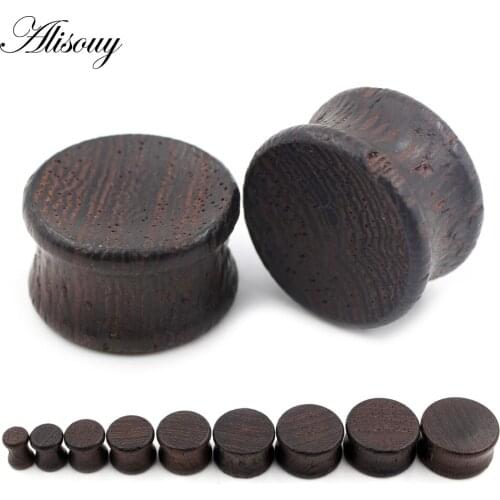 Alisouy 1 Pair New Wood Ear Plugs Gauges Earrings Women Men Flesh Tunnel Expander Piericing Stretcher Body Piercing Jewelry