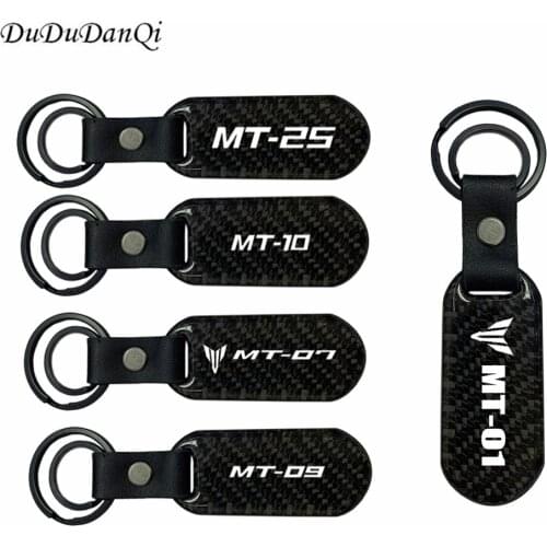 Motorcycle Collectable carbon fiber Strap Keyring Keychain For Yamaha MT01 MT07 MT09 MT10 Tracer MT 01 07 09 10 Key Ring Chain