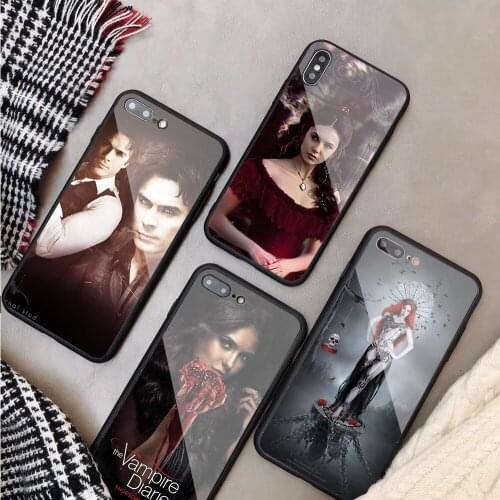 HjggCase the Vampire Diaries Luxury toughened glass phone case For iPhone 5 5C 5S SE 6 6plus 7 7plus 8 8plus X XS XR XS Max