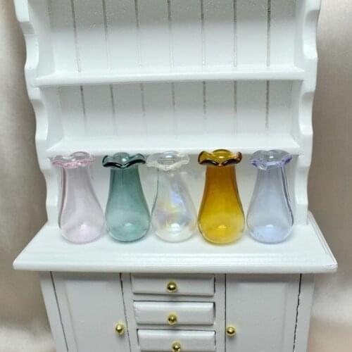 1:12 Colorful Mini glass vial DIY Handmade Doll House Kitchen Glass Ornament Decora Vase Dollhouse Miniatures