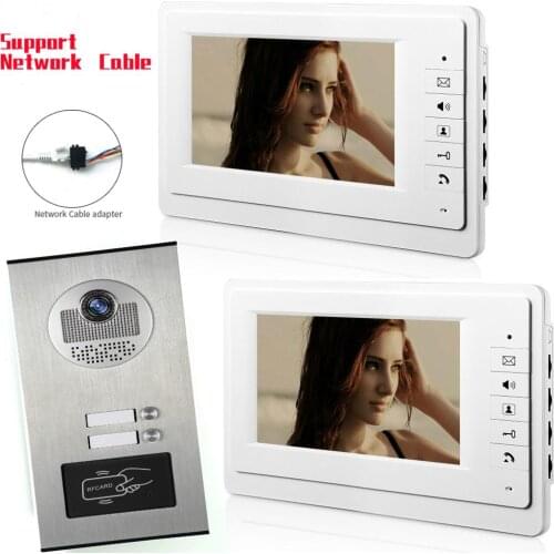 Apartment RFID Access Unlock Visual Intercom 7 Inch Monitor Wired Network Cable Video Door Phone Doorbell Intercom Camera System