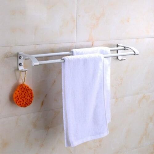 Bathroom double towel bars,58cm Length Space aluminum towel bar,wall mounted bath towel rack