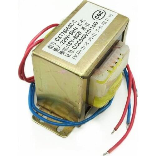 EI76-80W type power transformer 80W 220V to 16V 5A 80VA pure copper wire isolation AC AC16V
