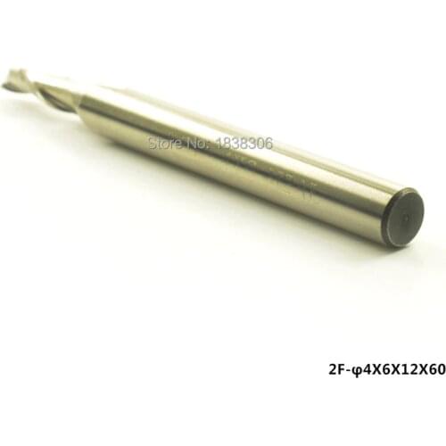 HSS Milling Cutter 2Flute End Mill 4mm Shank Dia 6mm CNC Endmills Bit Length 60mm
