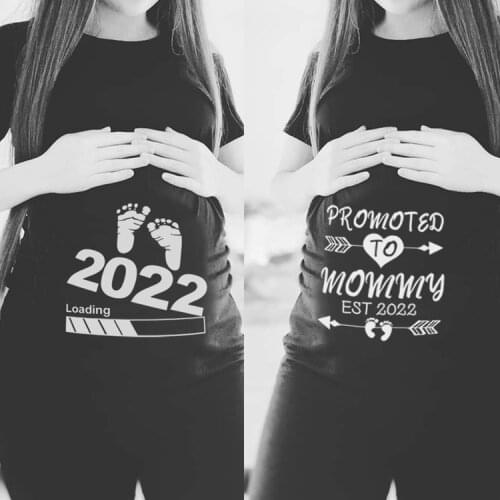 Baby Loading 2022 Printed Pregnant T Shirt Maternity Short Sleeve T-shirt Pregnancy Announcement Shirt New Mom Tshirts Clothes