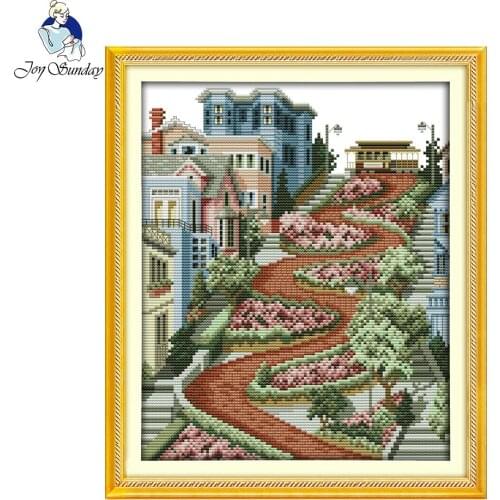 Joy Sunday City streets Stitching patterns Chinese Cross Stitch Kits For Embroidery Needlepoint Set