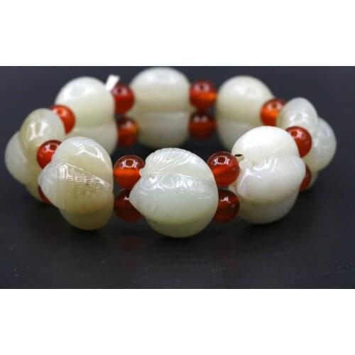 Collectible Treasure Unique Energy Royal Chinese Hetian Jade FU&Shou Wealth Bat Carving Bracelet Bangle Carving TTT