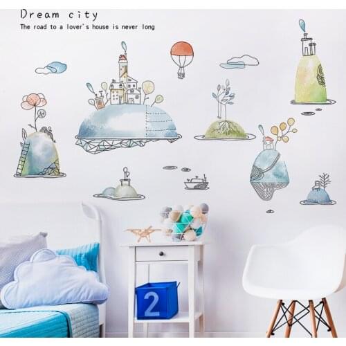 Creative Building Wall Stickers Dormitory Poster Wallpaper Bedroom Bedside Home Decor Aesthetic Self Adhesive Decal