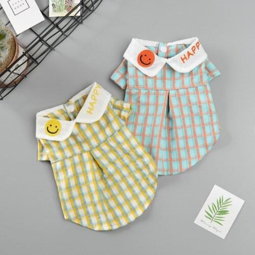 Summer New Fashion Plaid Shirt Dog Lining Clothes Simple