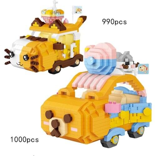 LOZ Mini High-Tech Car Model Bricks Building Blocks Cat And Bear Auto Piece Set Micro Cartoon Vehicle Toys Kids Christmas Gifts