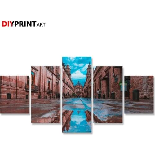 Mexico Reflection Water 5 Pieces Canvas Prints Wall Pictures for Living Room A2134