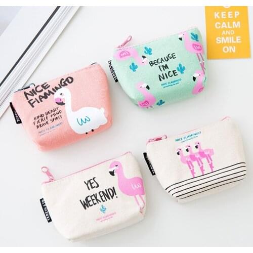 Cute Coin Purses Popular Women Flamingo Strawberry Pattern Coin Purse Zip Bag child girls boys Mini Wallet Portable Handbag