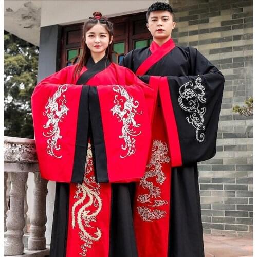Man Lady China Stage Clothing ancient Outfit Chinese Couple Winter Hanfu Dress Large Sleeves Lovers Hanfu Traditional Costume