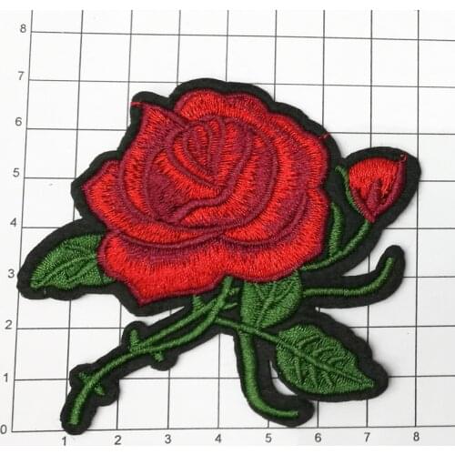 10Pcs High Quality 7x8CM Rose Flower Patches Iron On Or Sew Fabric Sticker For Clothes Badge Patch Embroidered Appliques DIY