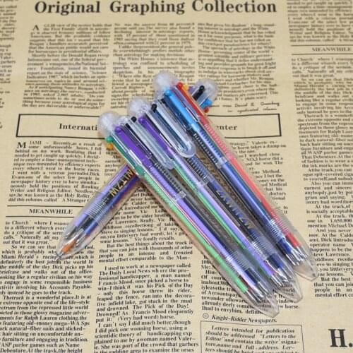 Novel high quality multicolor ballpoint pen multi-function 6 in 1 color stationery creative school supplies 30 pieces