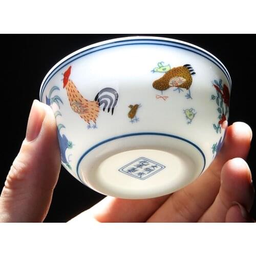 2021 New Ceramic Teacup Chicken Cylinder Cup Dehua Teapot Teaset Size Single Tea Bowl Retro Japanese Boss Pot Home Teaware