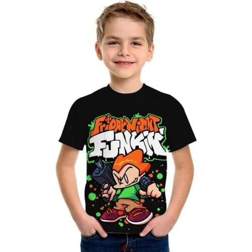 New Summer Short Sleeve T-shirt Boys T Shirt Kids Baby Girls Children T Shirts Child Friday Night Funkin Anime Cartoon Tee Shirt