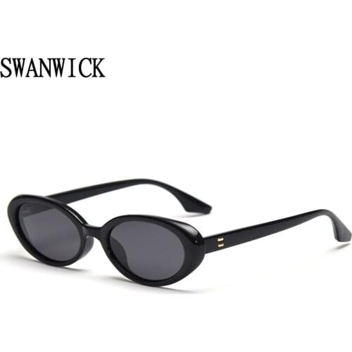 Swanwick small frame men oval polarized sunglasses women black brown UV400 retro sun shades black European style Summer outdoor