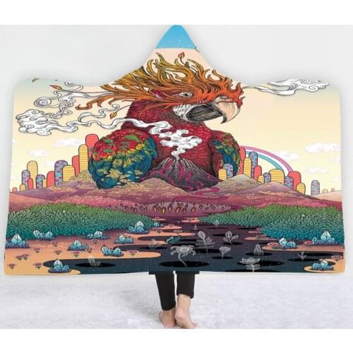 Ethnic animals, hooded cloak blanket, thick double-layer cloak plush, digital printing lazy blanket, lamb wool blanket