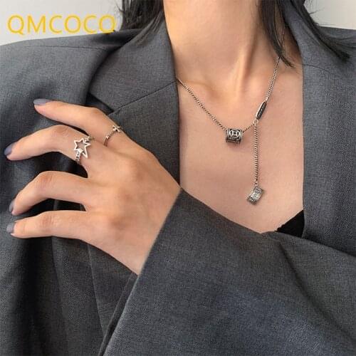 2021 New Style Geometric Necklace Ladies Simple Personality 925 Silver Tassel Pendant Chain Woman Man Neck Jewelry Accessories