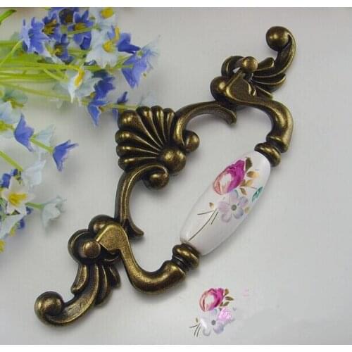 100mm Ceramic Drawer Pull Handles Dresser Knob Antique Bronze Furniture Hardware Kitchen Cabinet Door Handle Pulls knobs Rural